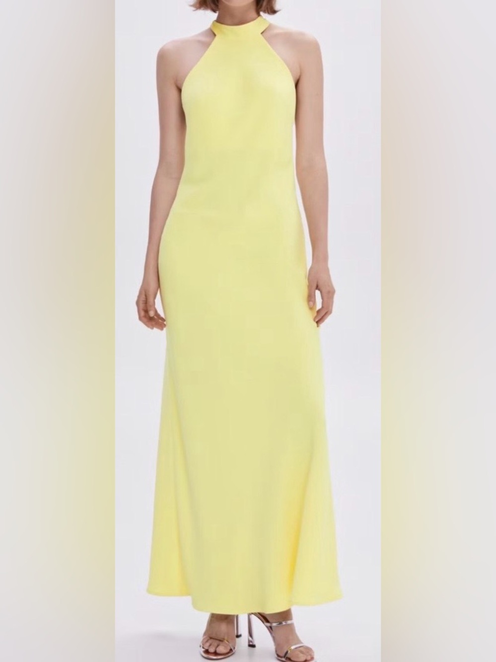 Mango Lemon Yellow Halter Maxi Dress